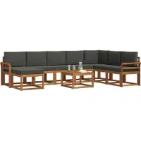 vidaXL Outdoor-Sofagarnitur 9 Stk. Natur und Anthrazit