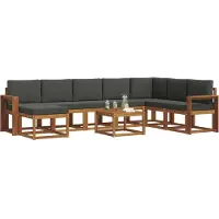 vidaXL Outdoor-Sofagarnitur 9 stk. Natur und Anthrazit