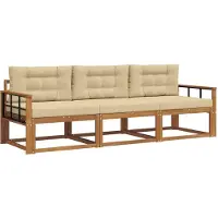 vidaXL Outdoor-Sofagarnitur 3 stk. Natur und Beige