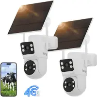 HDeye 2x 4G-Solar-Sicherheitskamera mit 3-Monats-Akku & PIR-Erkennung – Duale Objektive, 2K-Nachtsicht, Fernsteuerung per App für Außenüberwachung