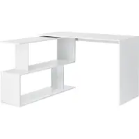 En.casa Schreibtisch mit Regal Winkelschreibtisch Bürotisch L-förmig Arbeitstisch Eckschreibtisch Spanplatte Weiß []