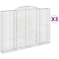 vidaXL Gabionen mit Hochbogen 3 Stk. 300x30x200/220cm Verzinktes Eisen