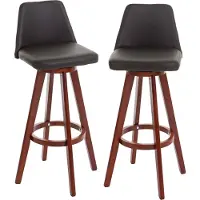 Mendler 2er-Set Barhocker HWC-C43, Barstuhl Tresenhocker, Holz Kunstleder drehbar MVG- braun