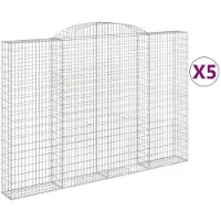 vidaXL Gabionen mit Hochbogen 5 Stk. 300x30x200/220cm Verzinktes Eisen