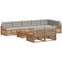 vidaXL Outdoor-Sofagarnitur 9 stk. Natürlich und Hellgrau