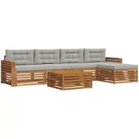 vidaXL Outdoor-Sofagarnitur 6 stk. Natürlich und Hellgrau