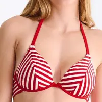 Lisca Unwattierter Bikini BH Bondi Beach | Grösse: 44C | Farbe: Rot/Weiß