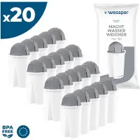Wessper Classic Wasserfilter Kartuschen für hartes Wasser | Ersatz für Aquaphor Standard, Brita Classic, Dafi Classic Filterkartusche Pack 20