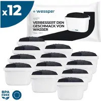 Wessper Wasserfilter Sport 12 St | Kompatibel mit Brita, Dafi, Philips und Aquafloow Wasserfilterkannen | Kompatibel mit Wasserfilterkannen