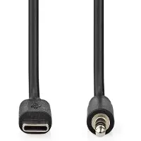 Nedis USB-C Adapter - USB 2.0 - USB-C Stecker - 3.5 mm Stecker - 1.00 m - Rund - Vernickelt - PVC - Schwarz - Box