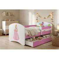 Happy Babies Kinderbett - Satz Mit Matratze & Schublade und Rausfallschutz, 70x140, Mädchen Kinderbetten & Jugendbett Jungen Kids Bed, buntes Design,