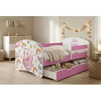 Happy Babies Kinderbett - Satz Mit Matratze & Schublade und Rausfallschutz, 70x140, Mädchen Kinderbetten & Jugendbett Jungen Kids Bed, buntes Design,