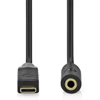 Nedis USB-C Adapter - USB 2.0 - USB-C Stecker - 3.5 mm Buchse - 1.00 m - Rund - Vergoldet - PVC - Schwarz - Box