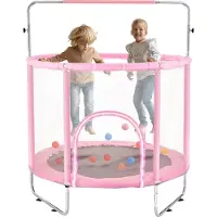 Vevor Kindertrampolin Trampolin Mini Freizeittrampolin 147 cm für Kleinkinder einstellbar mit Sicherheitsnetz &amp; Basketballkorb