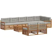 vidaXL Outdoor-Sofagarnitur 9 stk. Natürlich und Hellgrau