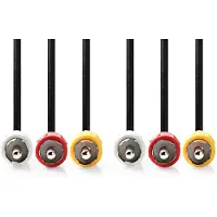 Nedis Composite-Videokabel - 3x Cinch-Stecker - 3x Cinch-Stecker - Vernickelt - 480p - 10.0 m - Rund - PVC - Schwarz - Umschlag