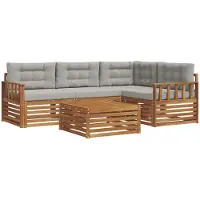vidaXL Outdoor-Sofagarnitur 5 stk. Natürlich und Hellgrau