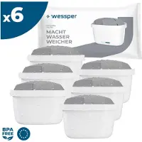 Wessper Wasserfilter für Hartes Wasser 6 St | Kompatibel mit Brita, Dafi, Philips und Aquafloow Wasserfilterkannen | Kompatibel mit Wasserfilterkannen