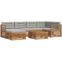 vidaXL Outdoor-Sofagarnitur 7 Stk. Natürlich und Hellgrau