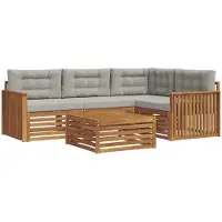 vidaXL Outdoor-Sofagarnitur 5 stk. Natürlich und Hellgrau