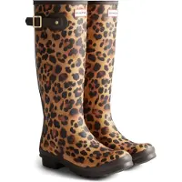 Hunter Gummistiefel Damen Original Tall Leopard Boot Leopard Print / Chocolate Brown-Schuhgröße 38