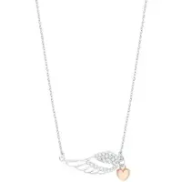 Amor Kette mit Anhänger für Damen, Sterling Silber 925, Zirkonia (synth.) Flügel amor Bicolor