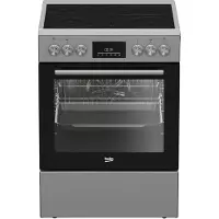 Beko FBM67320XS, Freistehender Herd, Weiß, Drehregler, Berührung, Weiß, Oben rechts/links, Keramik