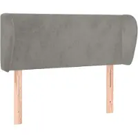 Syfax Kopfteil mit Ohren Hellgrau 93x23x78/88 cm Samt