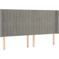 Syfax Kopfteil mit Ohren Hellgrau 203x16x118/128 cm Samt