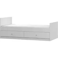 FABRYKA MEBLI IDCZAK Bett Bettgestell Kinderbett Einzelbett Bett 90cm Weiß/Weiß mit zwei Schubladen ohne Matratze rosa Griffe Olaf 36