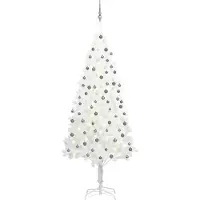 vidaXL 2024 Moderne Künstliche Weihnachtsbäume Künstlicher Weihnachtsbaum mit Beleuchtung & Kugeln Weiß 210 cm 934840