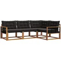 vidaXL Outdoor-Sofagarnitur 4 stk. Natürlich und Schwarz
