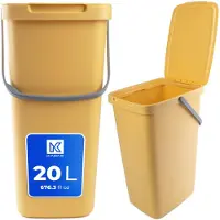 Kadax Abfallbehälter mit Deckel und Griff, Abfalleimer aus Plastik, Mülleimer für die Mülltrennung (Gelb, 20L)