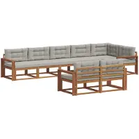 vidaXL Outdoor-Sofagarnitur 8 stk. Natürlich und Hellgrau
