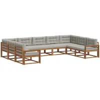 vidaXL Outdoor-Sofagarnitur 9 stk. Natürlich und Hellgrau