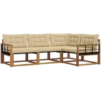 vidaXL Outdoor-Sofagarnitur 4 Stk. Natur und Beige