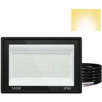 Peviasot LED Strahler Außen 100W, IP66 LED Fluter 120°, Warmweiß 3000K, 1m Kabel ohne Stecker, 5er Set