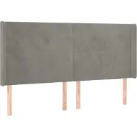 Syfax Kopfteil mit Ohren Hellgrau 183x16x118/128 cm Samt