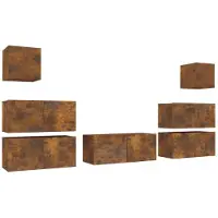 vidaXL 7-tlg. TV-Schrank-Set Räuchereiche Holzwerkstoff