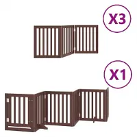 Syfax 15-tlg. Hundetor mit Tür Faltbar Braun 750 cm Pappelholz