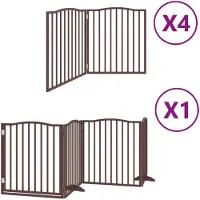 Syfax 12-tlg. Hundetor mit Tür Faltbar Braun 960 cm Pappelholz