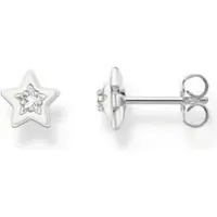 Thomas Sabo Ohrstecker Stern mit weissen Steinen und weisser Kaltemaille Silber