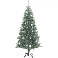 vidaXL “2026 Moderne“Künstlicher Weihnachtsbaum 300 LEDs & Kugeln Beschneit 210cm - Künstliche Weihnachtsbäume Designermöbel 4136444