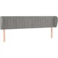 Syfax Kopfteil mit Ohren Hellgrau 163x23x78/88 cm Samt