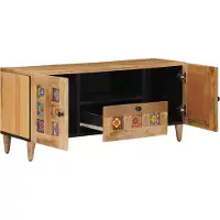 vidaXL SaisonschlussverkaufFernsehschrank/TV-Schränk1 pc) - modernen Design - für Wohnzimmer, mit Tür Natur 105x33,5x46 cm Massivholz Mango - CD- & DVD-Regale NeuMöbel38277