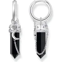 Thomas Sabo Creolen mit Onyx-Anhänger und Kette Silber geschwärzt