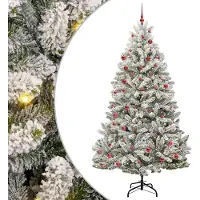vidaXL "Schlussverkauf" Künstlicher Weihnachtsbaum - Tannenbaum - Kunstbaum moderne - Grün und Weiß 210 cm PVC und Metall C12993