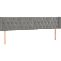 Syfax Kopfteil mit Ohren Hellgrau 203x16x78/88 cm Samt