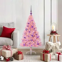 vidaXL Eleganten-Stil Künstlicher vorbeleuchteter Weihnachtsbaum Rosa 120 cm PVC DE8600976