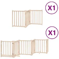 Syfax Hundegitter freistehend, faltbares Hundetor mit Tür, Pappelholz, 9-teilig, 450 cm Gesamtlänge, für kleine/mittelgroße Hunde